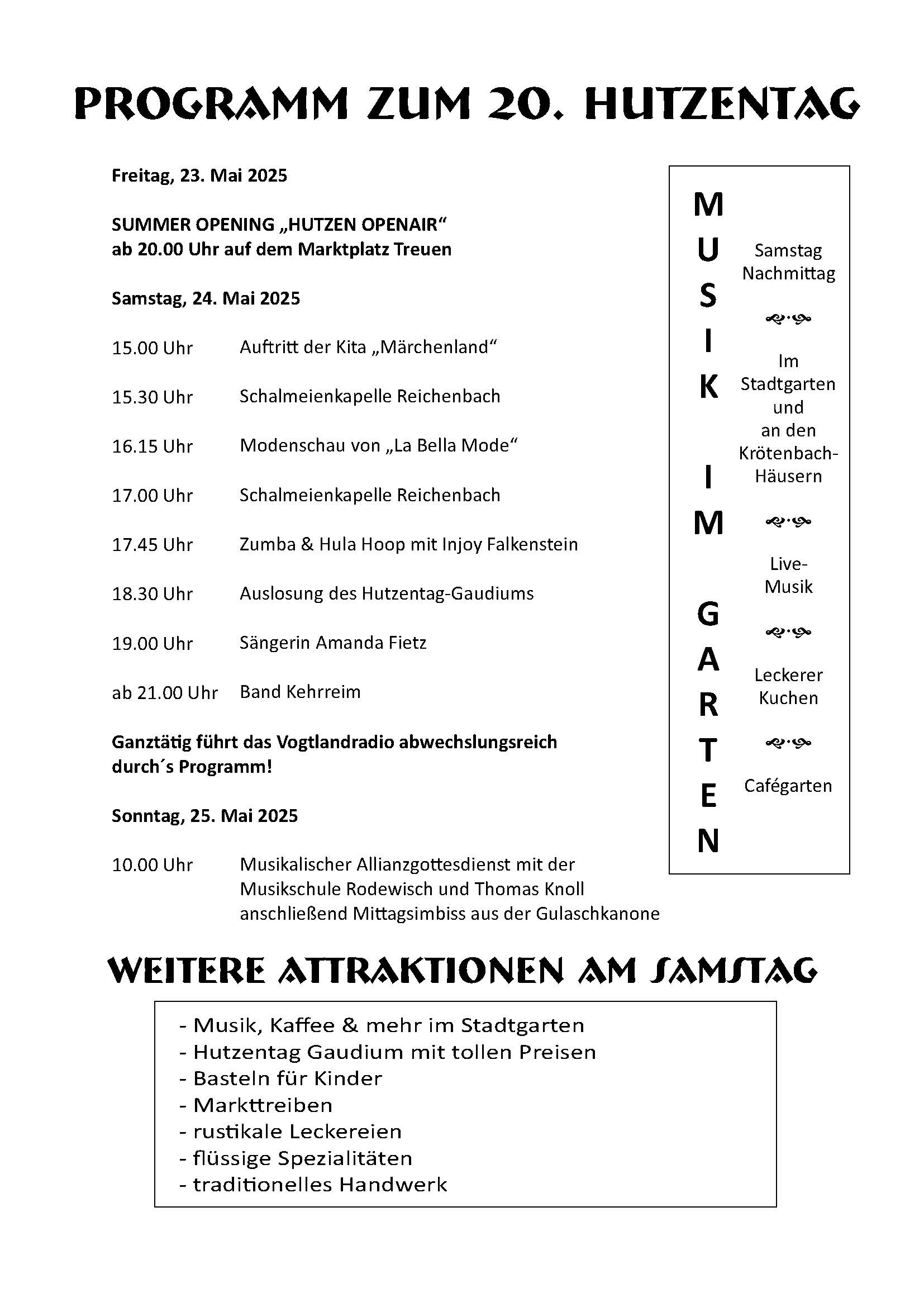 Programm Hutzentag 2025